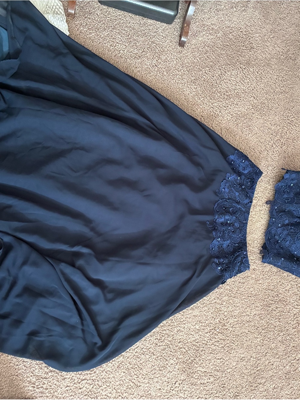 Navy Lace Trim Maxi Skirt Set